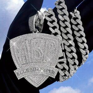 Three-piece Set of Eye and Cross Golden Pendant Necklaces, Men's and Women's